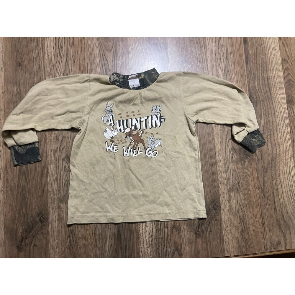 Jordan Lee Shirt, Boy's 2-3, Tan, Camouflage, Long Sleeve, A Huntin' We Will Go